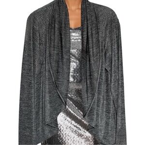 I.N. Studio Flowy Open Front Waterfall‎ Gray with Silver Shimmer Kimono Cape